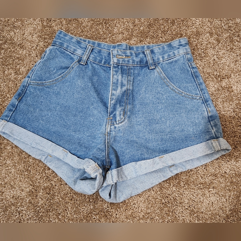 Blue denim shorts